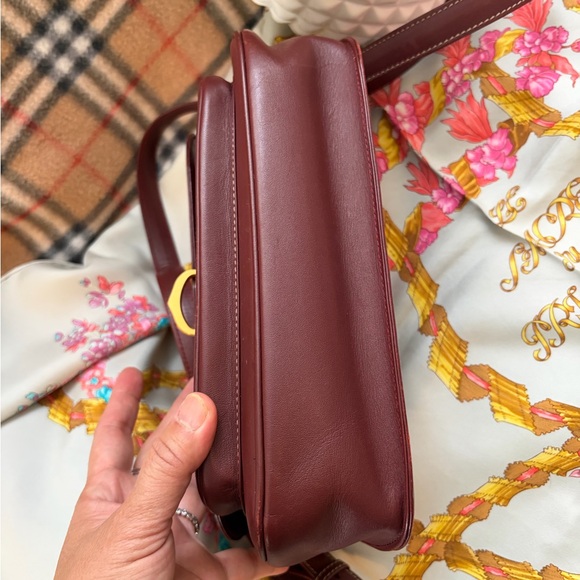 ❤️Elegant Cartier All
 Leather Burgundy Shoulder Bag❤️ Authentic - Picture 10 of 17